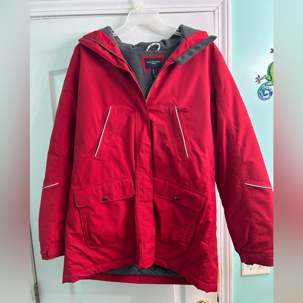 Large Lands End Red Squall Parka